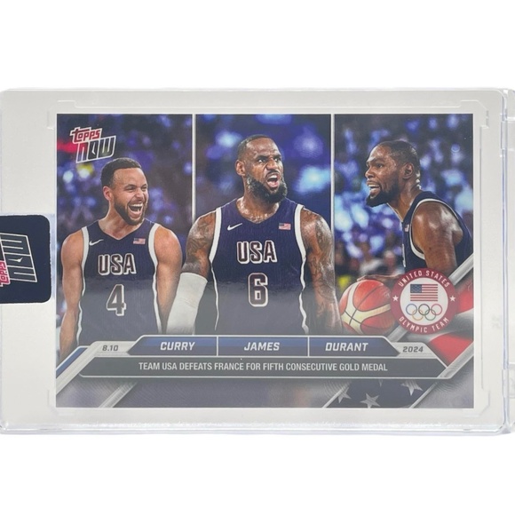 2024 Topps Now Olympic #26 Stephen Curry LeBron James Kevin Durant GOLD MEDAL - Picture 1 of 4